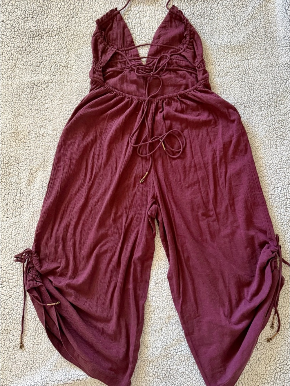 Free People - Bohemian Style Burgundy Halter Romper - Picture 7 of 10